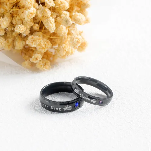 Wholesale Her King His Queen Ring Jewelry Wedding Steel Engagement