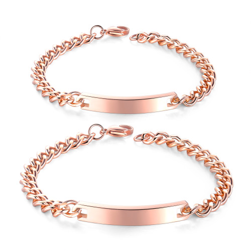Wholesale Stainless Steel Id Couple Bracelet In Rose Gold Plating