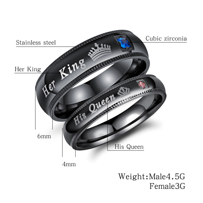 Wholesale Her King His Queen Ring Jewelry Wedding Steel Engagement