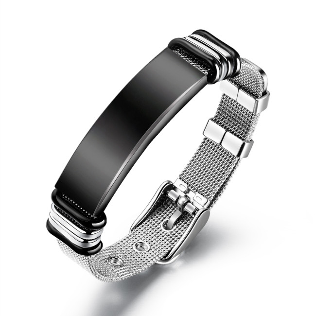 Wholesale Stainless Steel Sleek Mesh ID Bracelet