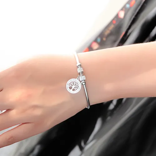 Wholesale Stainless Steel Womens Tree of Life Bead Bracelet