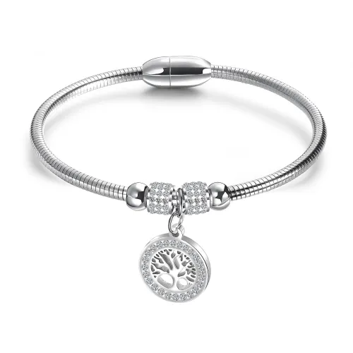 Wholesale Stainless Steel Womens Tree of Life Bead Bracelet