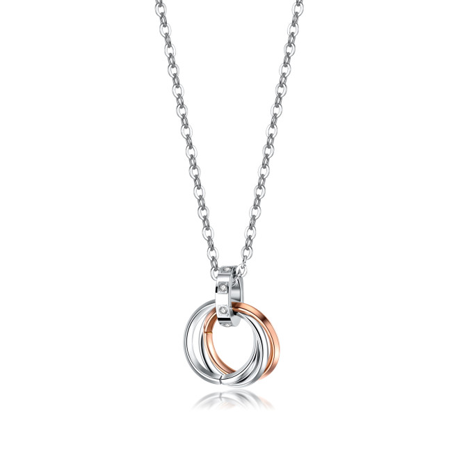 Wholesale Stainless Steel Triple Ring Pendant Necklace