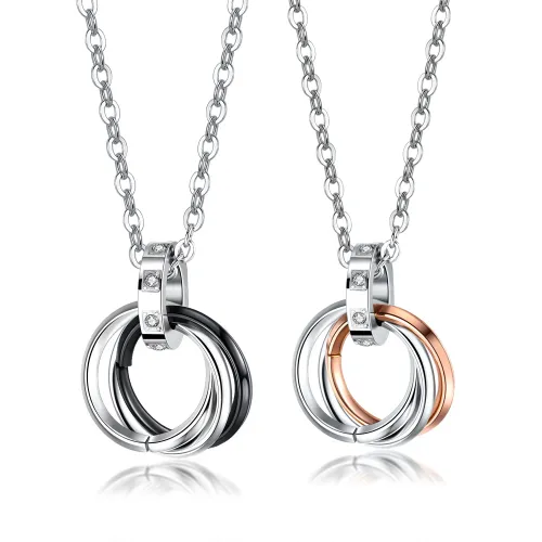 Wholesale Stainless Steel Triple Ring Pendant Necklace