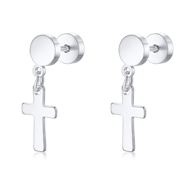 Wholesale Stainless Steel Male Eearring with Cross