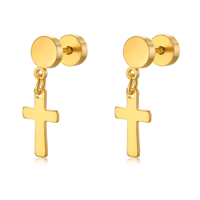 Wholesale Stainless Steel Male Eearring with Cross