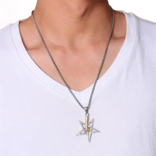 Wholesale Stainless Steel Star Pendant Necklace Silver