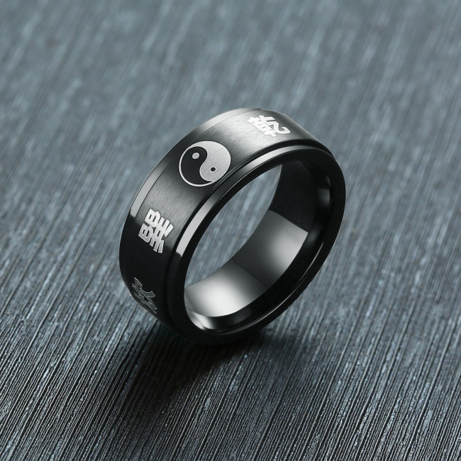 Wholesale Stainless Steel Black Yin Yang Symbol Ring
