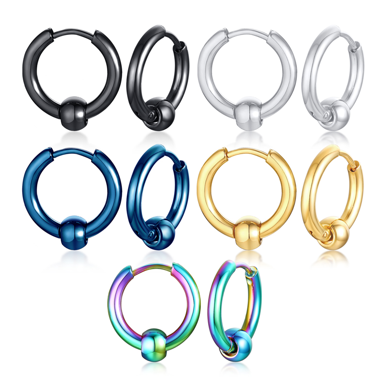 Stainless steel hoop earrings men Clearance