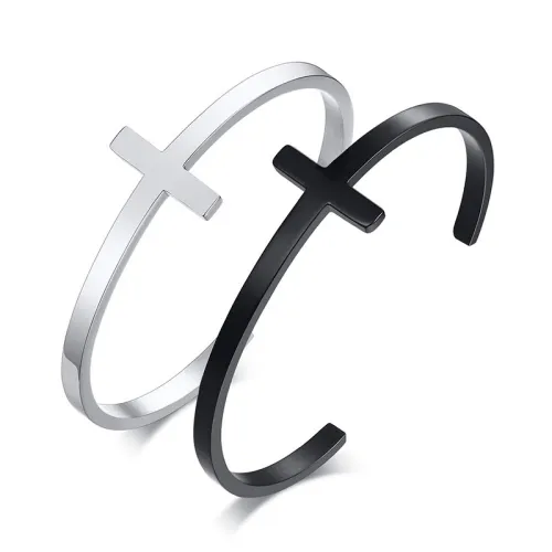 Wholesale Stainless Steel Bangle with Cross Charm