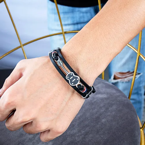 Wholesale Steel Mens Leather Guitar Bracelet