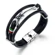 Wholesale Steel Mens Leather Bracelet with Guitar