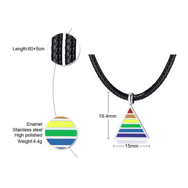 Wholesale Stainless Steel LGBT Rainbow Necklace