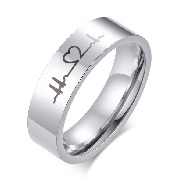 Wholesale Stainless Steel Ecg Heartbeat Couple Rings