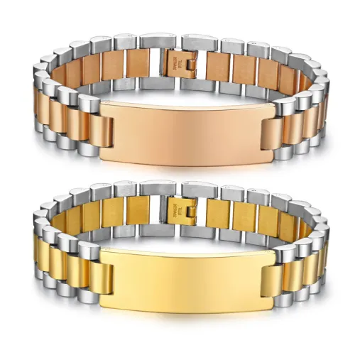 Wholesale Stainless Steel 15mm Mens ID Bracelets Engraved