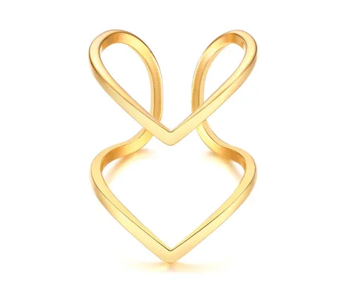 Wholesale Stainless Steel Golden Double Chevron Ring