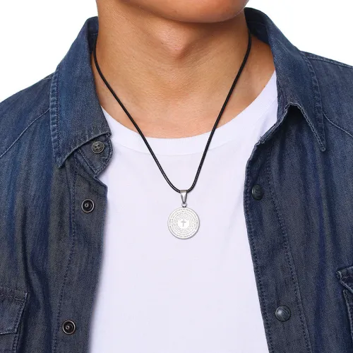 Wholesale Steel Cross Necklace with Lord's Prayer inside