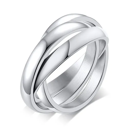 Triple Roll Links Band Ring 316L Stainless Steel Wholesale
