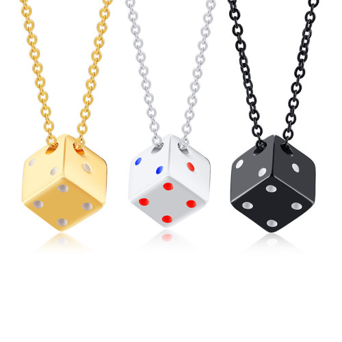 Wholesale Stainless Steel Fashion Dice Pendant Necklace