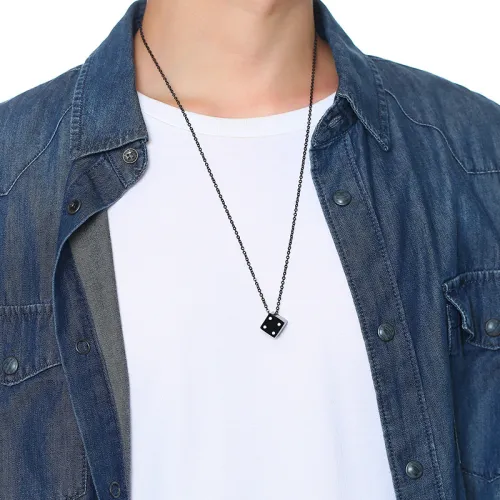 Wholesale Stainless Steel Fashion Dice Pendant Necklace