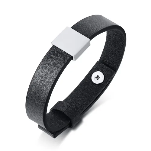 Wholesale Personalized Genuine Black Leather Bracelet