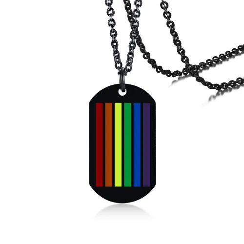 Wholesale Stainless Steel Dog Tag Rainbow LGBT Pride Necklace