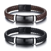 Wholesale Stainless Steel Blanks of Leather Bracelets