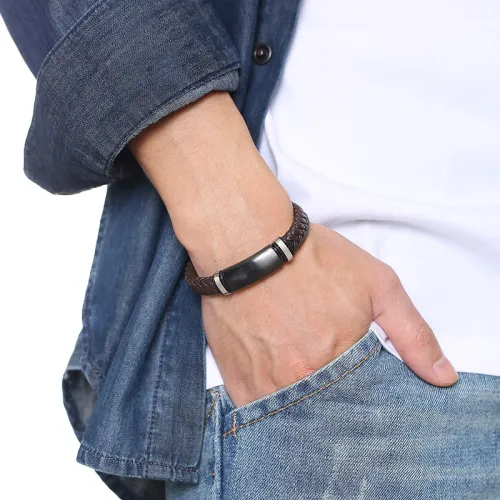 Wholesale Stainless Steel Blanks of Leather Bracelets
