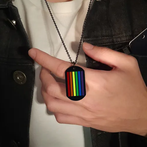 Wholesale Stainless Steel Dog Tag Rainbow LGBT Pride Necklace