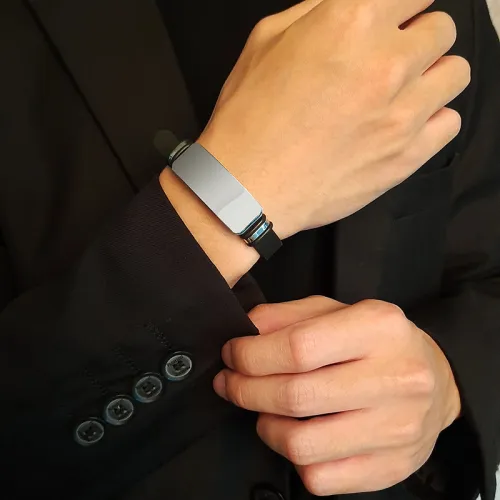 Wholesale Stainless Steel Men Custom Black ID Silicone Bracelets