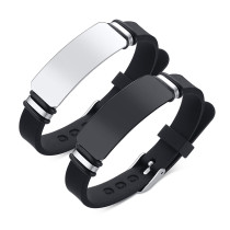 Wholesale Stainless Steel Men Custom Black ID Silicone Bracelets