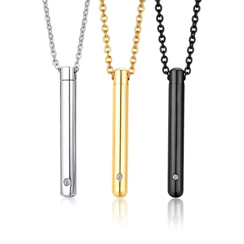 Wholesale Stainless Steel Cylinder Cremation Urn Pendant Necklace
