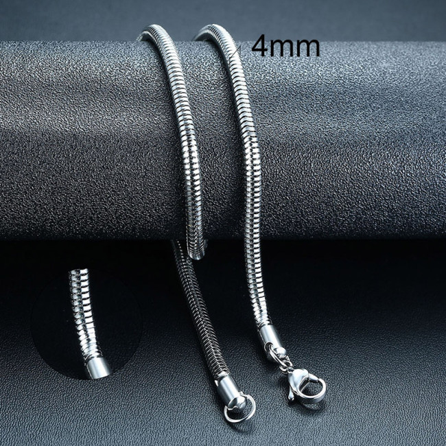 Wholesale Stainless Steel Necklace 1/2/3/4mm Round Snake Chain