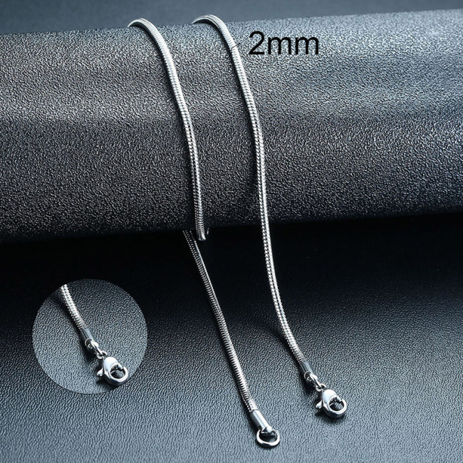 Wholesale Stainless Steel Necklace 1/2/3/4mm Round Snake Chain