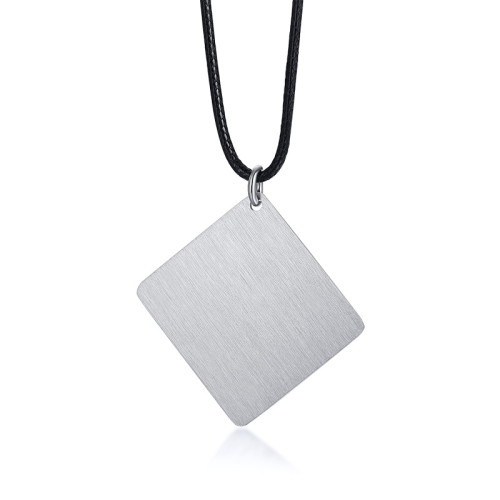 Wholesale Stainless Steel Engravable Square Pendant Necklace