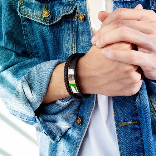 Wholesale Stainless Steel Men's Multi-Layer Retro Leather ID Bracelet