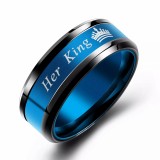 Wholesale Men's Women's Stainless Steel Her King & His Queen Wedding Band Promise Ring for Lovers