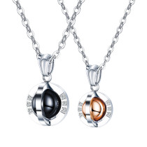 Wholesale Stainless Steel Stylish Rotatable Couple Pendant Necklace