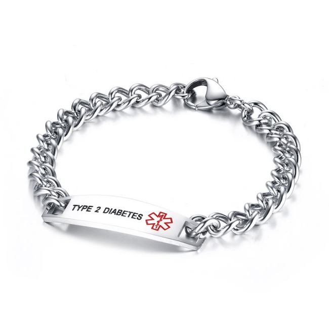Wholesale Stainless Steel Men's Medical Tag Bracelet Wrist Link Chain