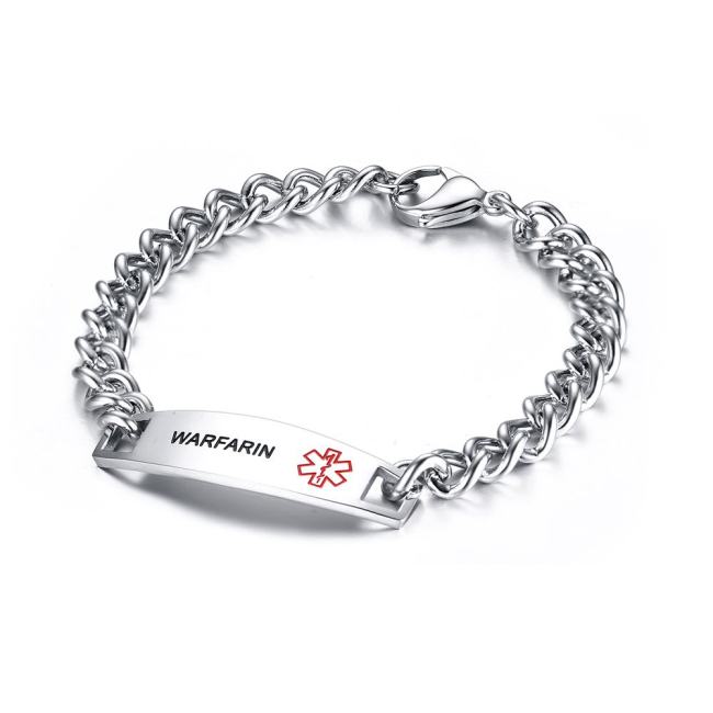 Wholesale Stainless Steel Men's Medical Tag Bracelet Wrist Link Chain