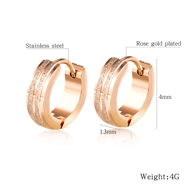 Wholesale Stainless Steel Women Frosted Groove Small Hoop Earrings