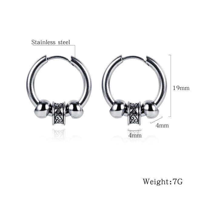 Wholesale Stainless Steel Unsex Hoop Earrings With Bead