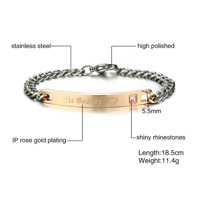 Wholesale Stainless Steel Couple Bracelet for Him and Her