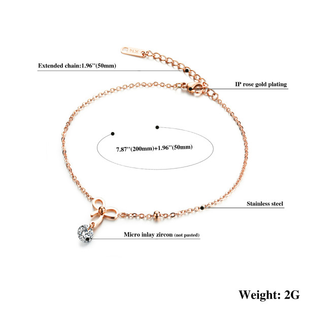 Wholesale Stainless Steel Bowknot Anklet Chain