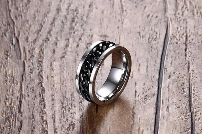 Wholesale Stainless Steel Mens Chain Rotatable Ring