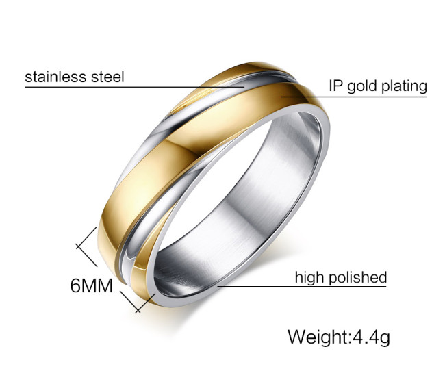Wholesale Stainless Steel  Mens Gold Wedding Bands
