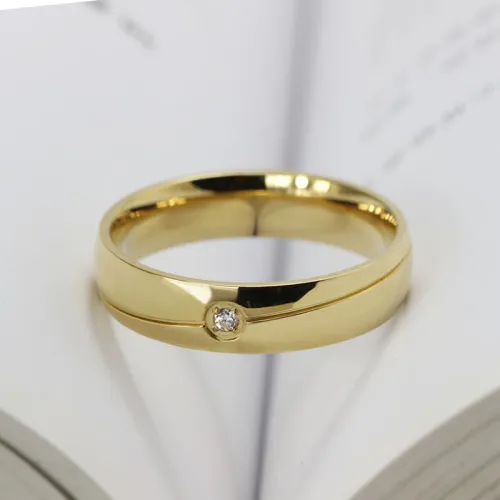 Wholesale Stainless Steel Gold Ring with CZ