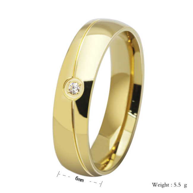 Wholesale Stainless Steel Gold Ring with CZ