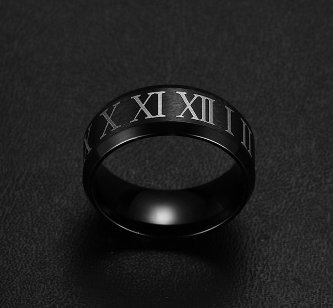Wholesale Stainless Steel Roman Numerals Band Ring