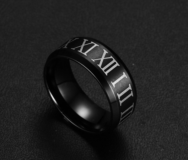 Wholesale Stainless Steel Roman Numerals Band Ring